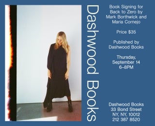 Mark Borthwick and Maria Cornejo book signing for Back to Zero