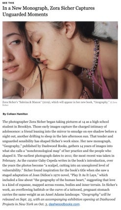 The New York Times Style Magazine for "Geography" by Zora Sicher