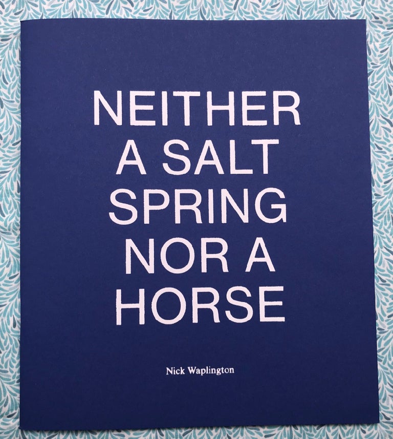 Neither a Salt Spring Nor a Horse. Nick Waplington.