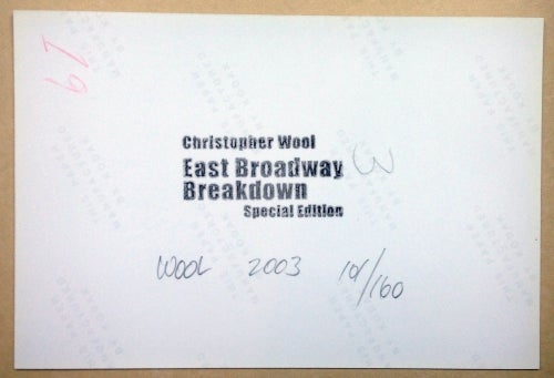 East Broadway Breakdown (Special Edition). Christopher Wool.